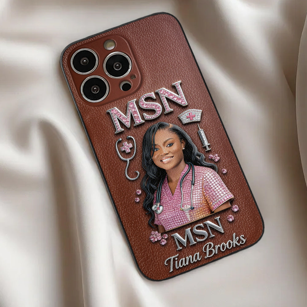 Any Title - Gifts For Nurse, Doctor - Personalized Nurse 3D Embossed Leather Phone Case