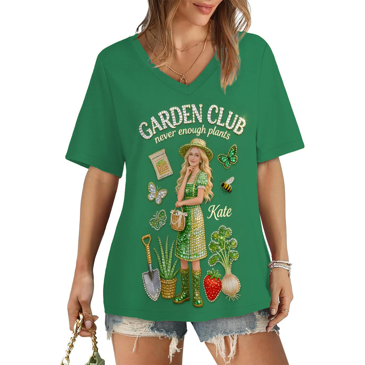 Garden Club - Personalized Gardening Fully Printed V-Neck T-Shirt