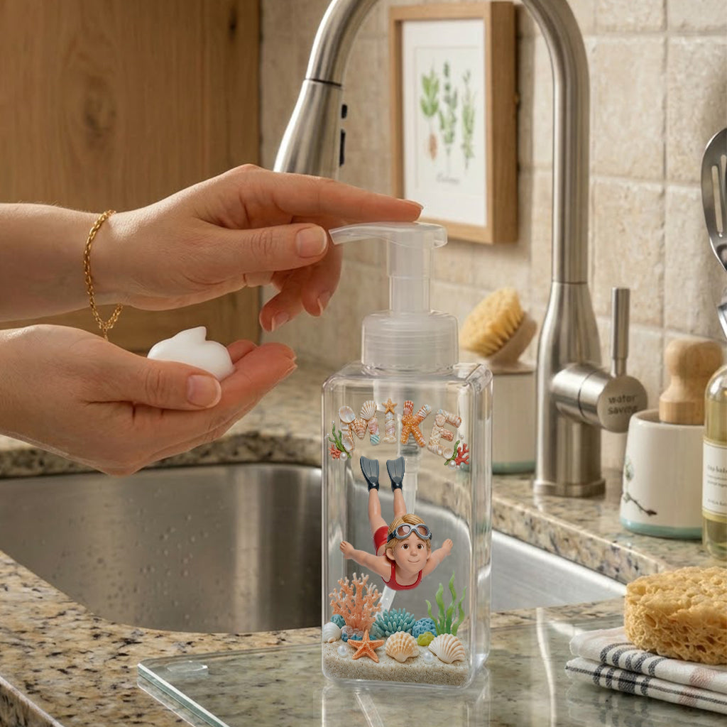 Funny Gift, Swim In The Bottle - Personalized Kid Pump Dispenser