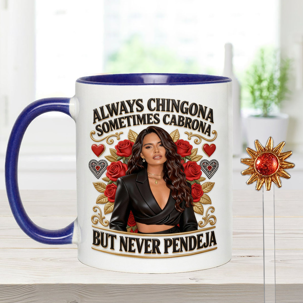 Latina Vibes, Always Chingona - Personalized Latina Women Set Accent Mug with Acrylic Stirrers
