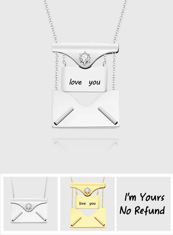 Any Text Letter - Personalized Couple Engraved Necklace Envelope Letter