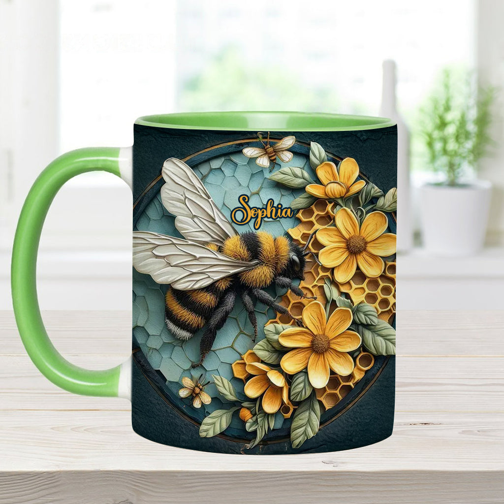 Bee And Honeycomb - Personalized Bee Accent Mug