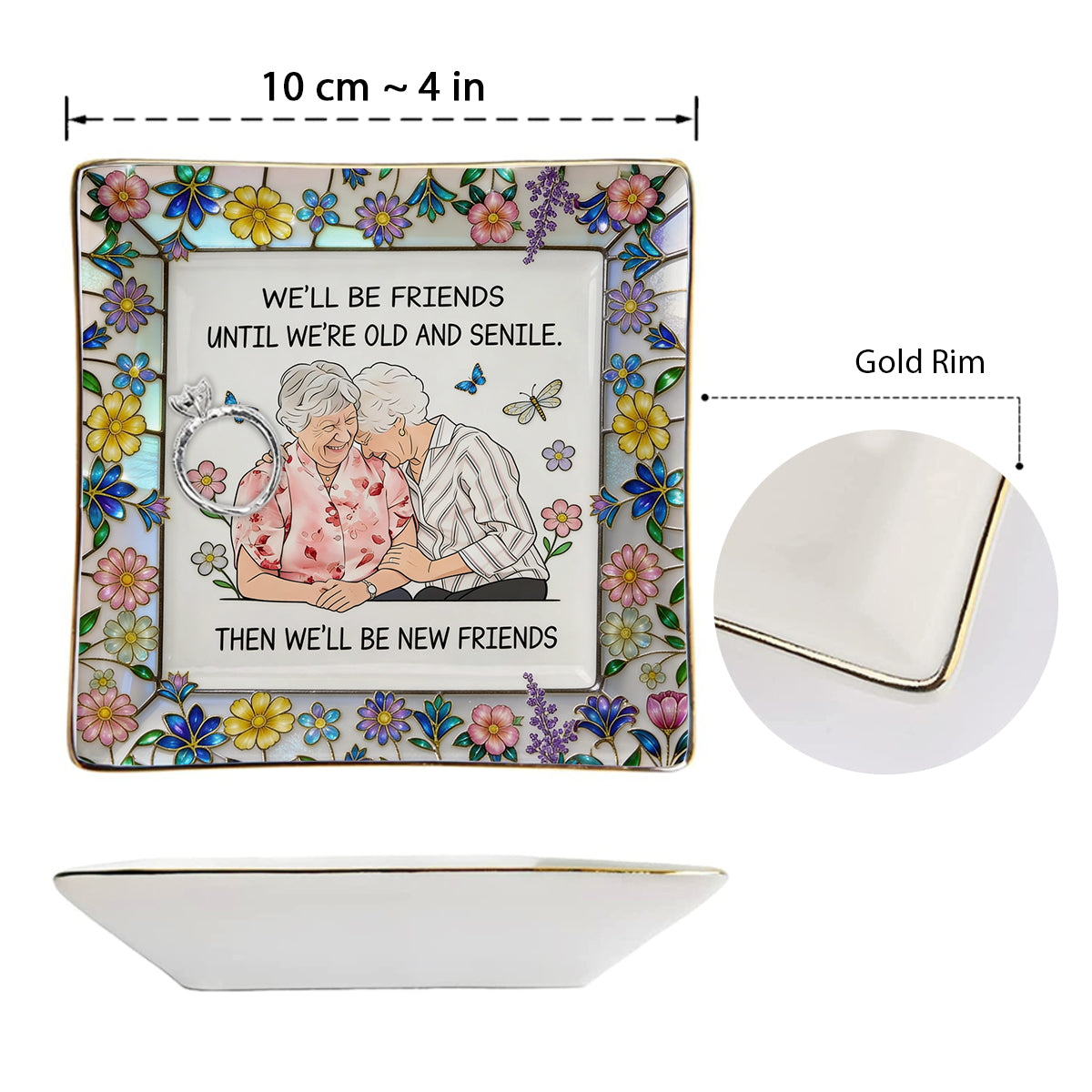 Bestie Gift Idea - Personalized Bestie Fully Printed Jewelry Dish