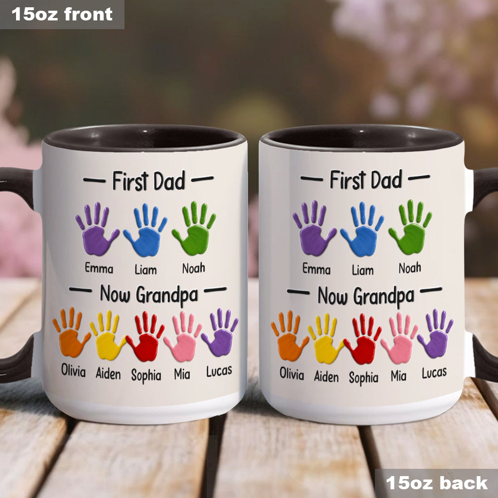 First Dad, Now Grandpa - Personalized Grandpa Accent Mug With Gift Box