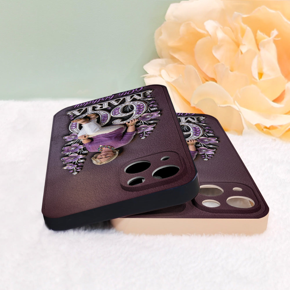 Custom Any Photo Perfect Gift For Mom, Grandma - Personalized Birthday 3D Embossed Leather Phone Case