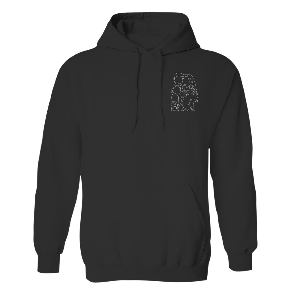 Custom Line Art - Personalized Aunt Embroidered Hoodie