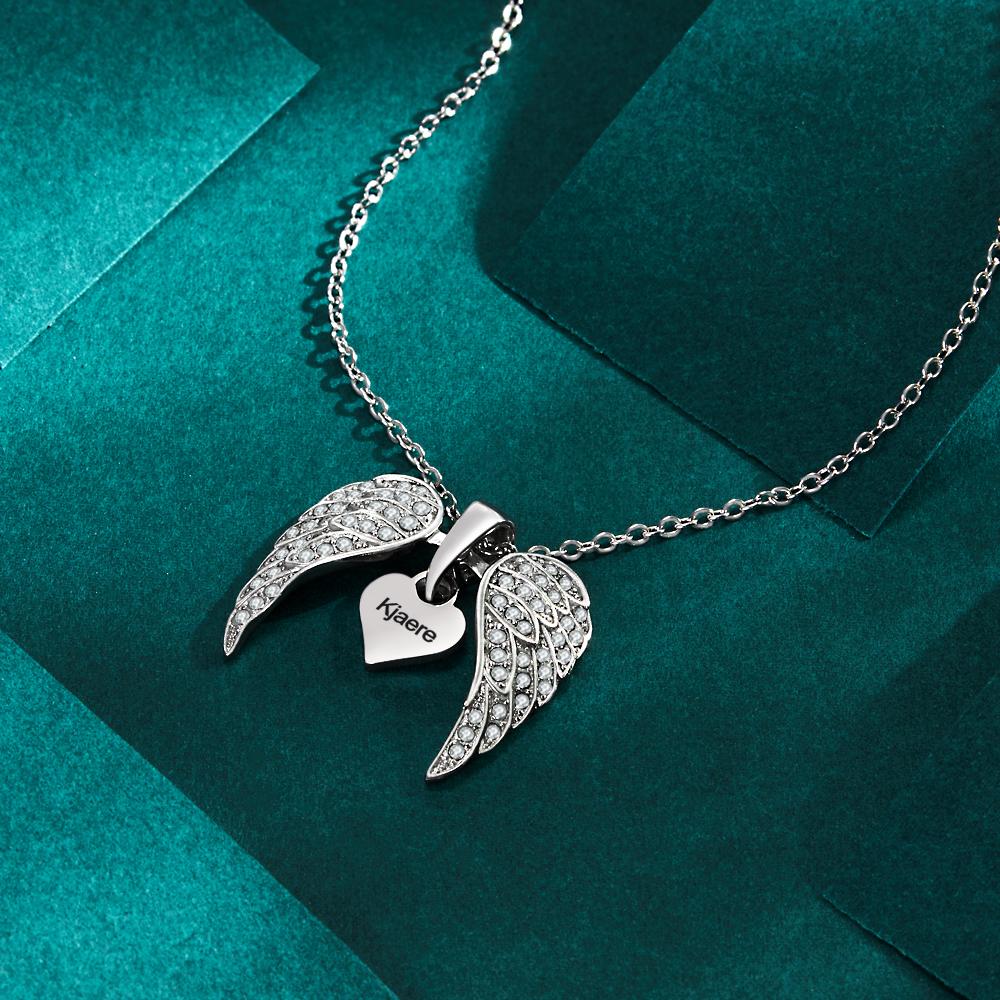 Angle Wing - Personalized Wing Heart-Shaped Engraved Necklace