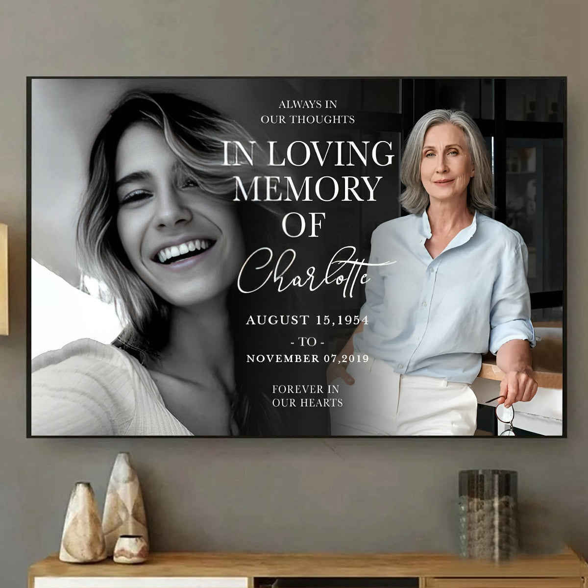 Forever In Our Hearts Canvas - Celebrate the Life of Your Loved Ones with Personalized Memorial Poster or Canvas