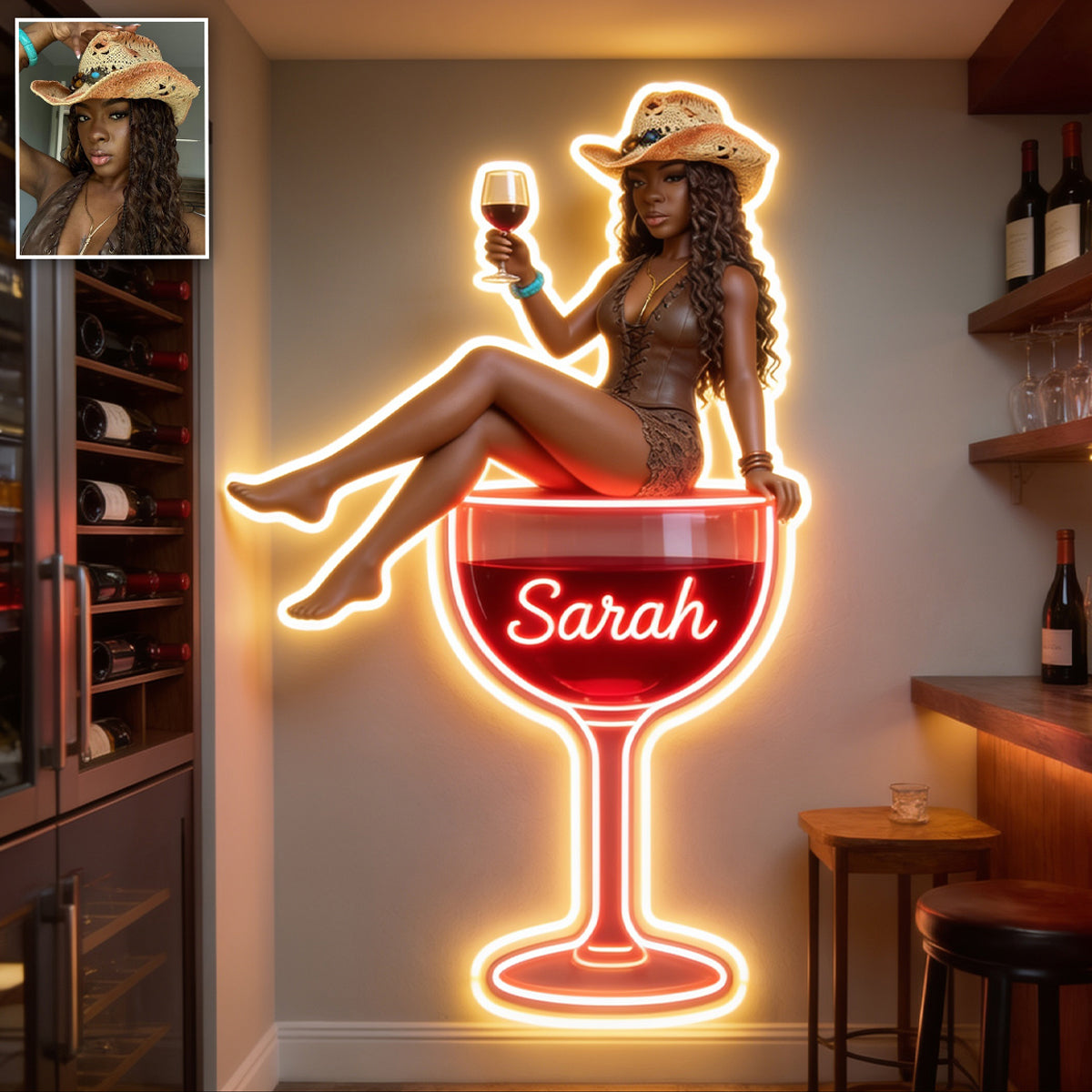 Custom Any Photo Drinking Corner - Personalized Wine Neon LED Light Sign