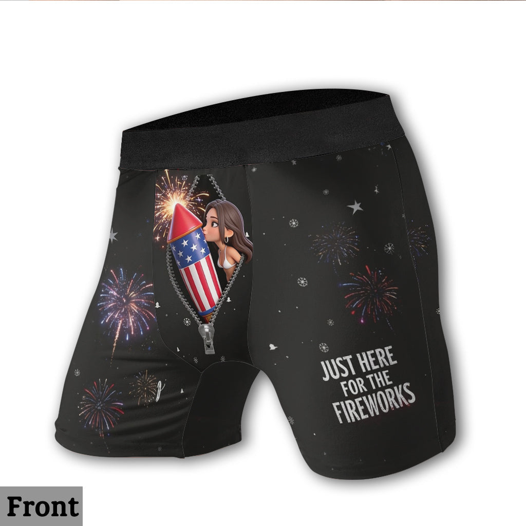 Just Here For The Fireworks - Personalized Spicy Couple Men’s Boxer Briefs