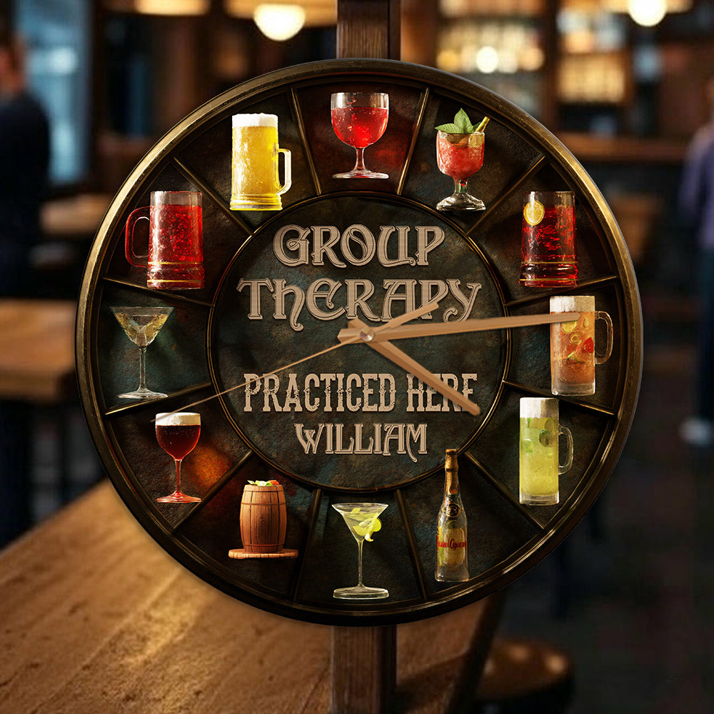 Group Therapy - Personalized Wine Wall Clock
