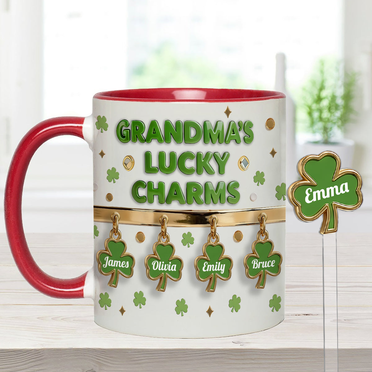 Grandma's Lucky Charms - Personalized Grandma Set Accent Mug With Acrylic Stirrers