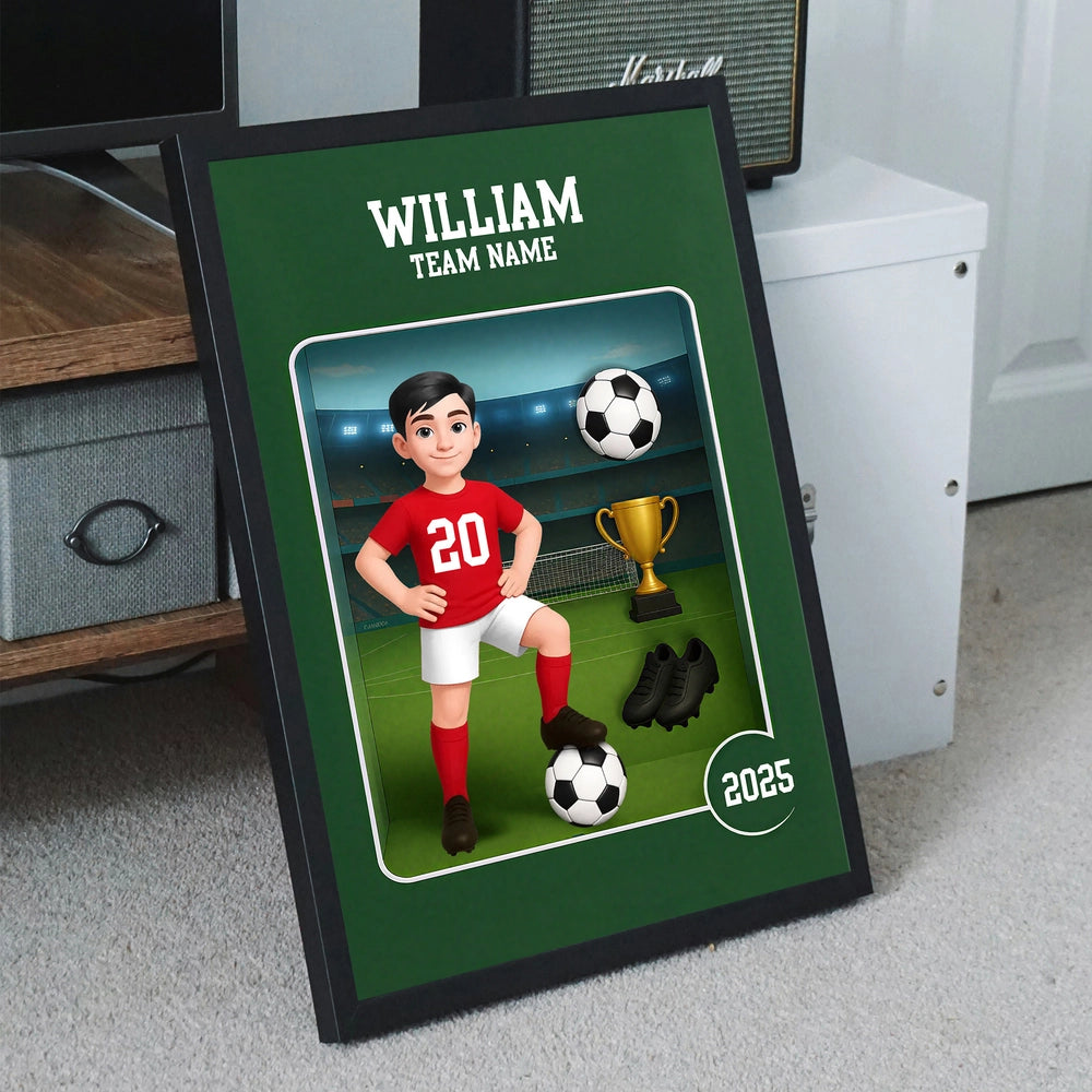 Acrylic Block Plaque - Customizable Soccer Keepsake, stadium design, player with ball - Creative Gift for Kids & Teams