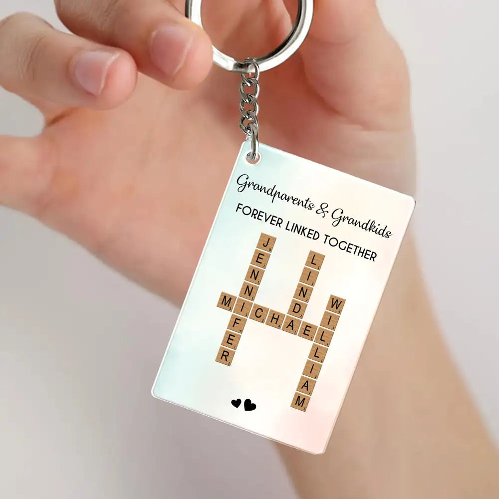 Personalized Crystal Ornament - “Forever Linked Together” Family Name Puzzle, Heartfelt Gift for Grandparents