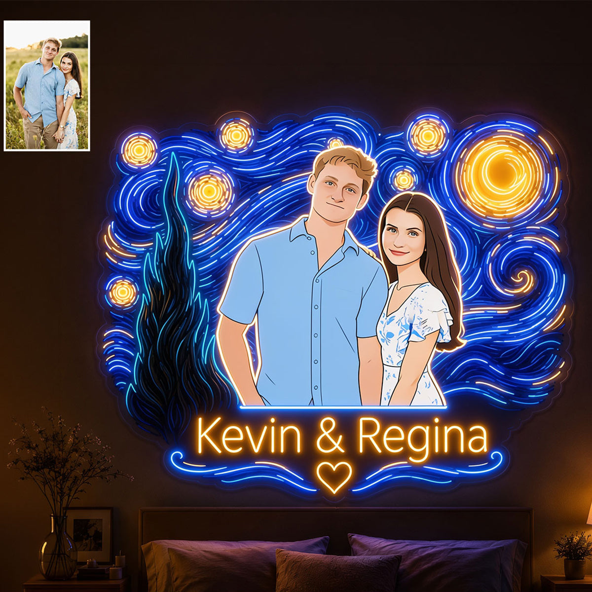 Beautiful Night Couple Gift - Personalized Couple Neon LED Light Sign