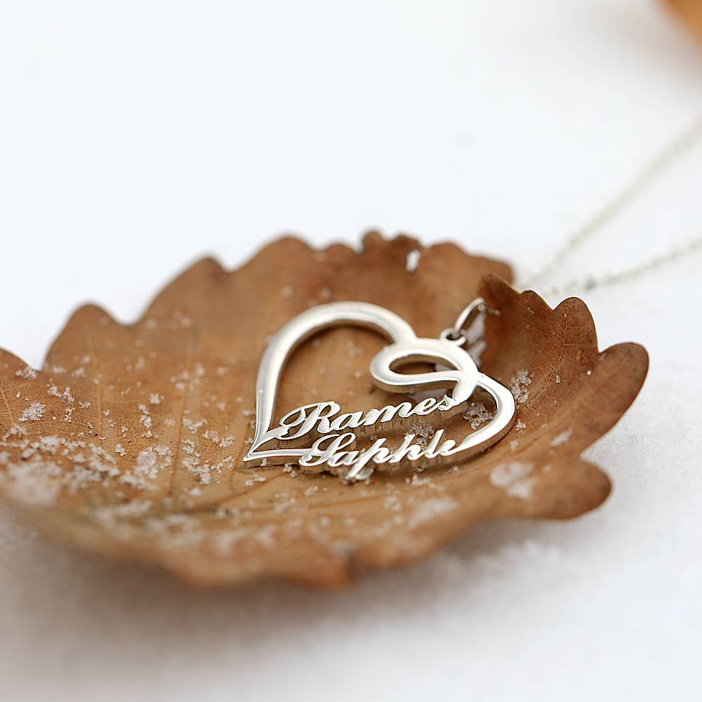 Personalized Couple Overlapping Heart Two Names Necklace