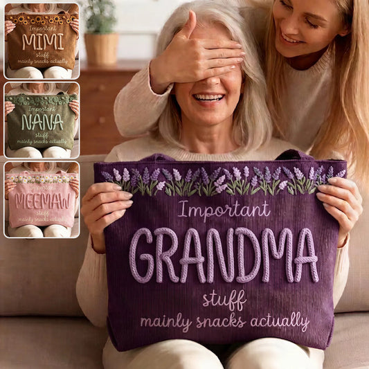 Important Nana Stuff Mainly Snacks Actually - Personalized Grandma Quilted Tote Bag