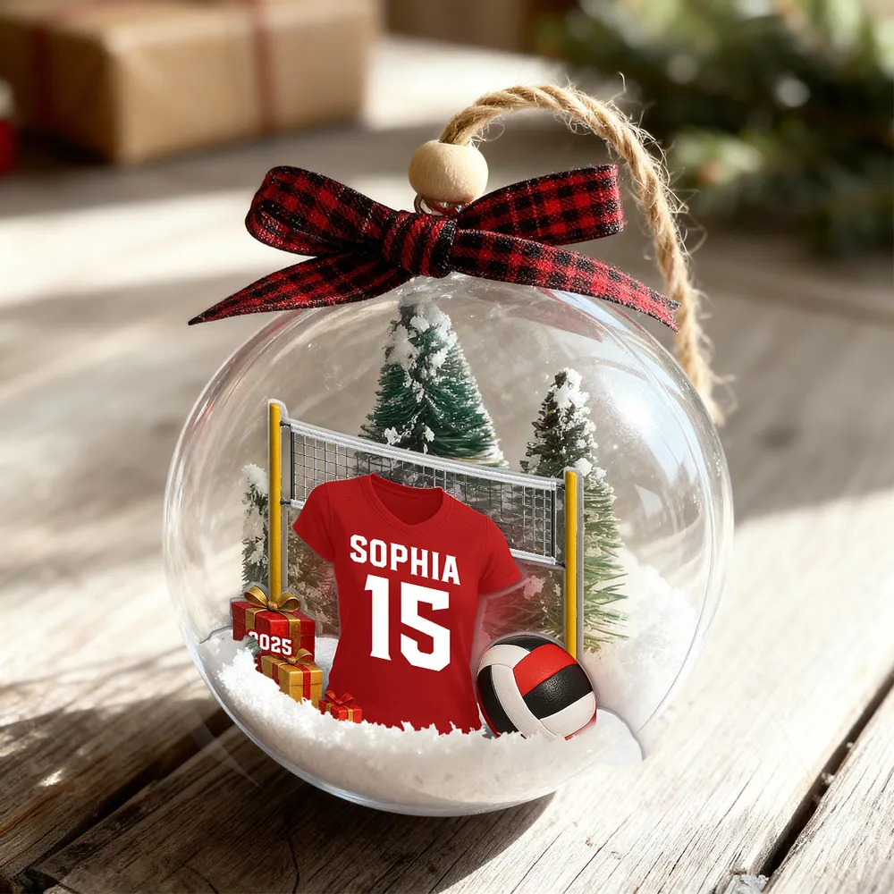 Snow Globe Ornament for Volleyball Players - Custom Jersey Design, Festive Tree Decor, Unique Christmas Gift