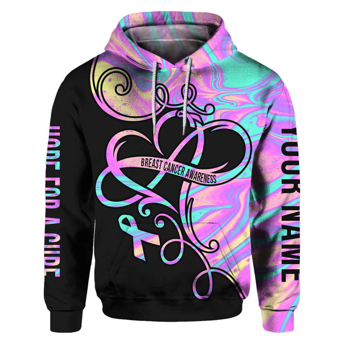 Hope For A Cure - Breast Cancer Awareness Personalized All Over T-shirt and Hoodie