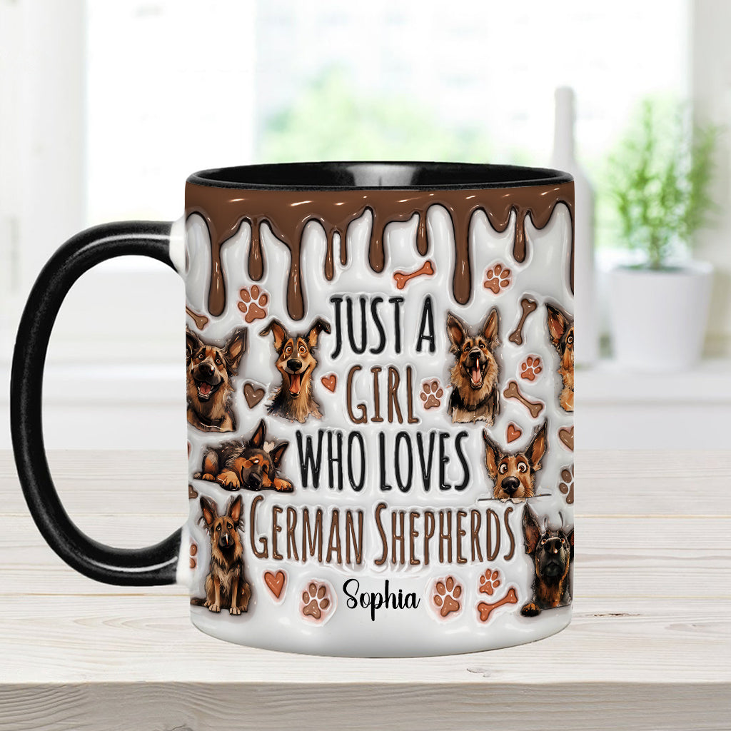 Just A Girl Who Loves German Shepherds - Personalized German Shepherd Dog Accent Mug