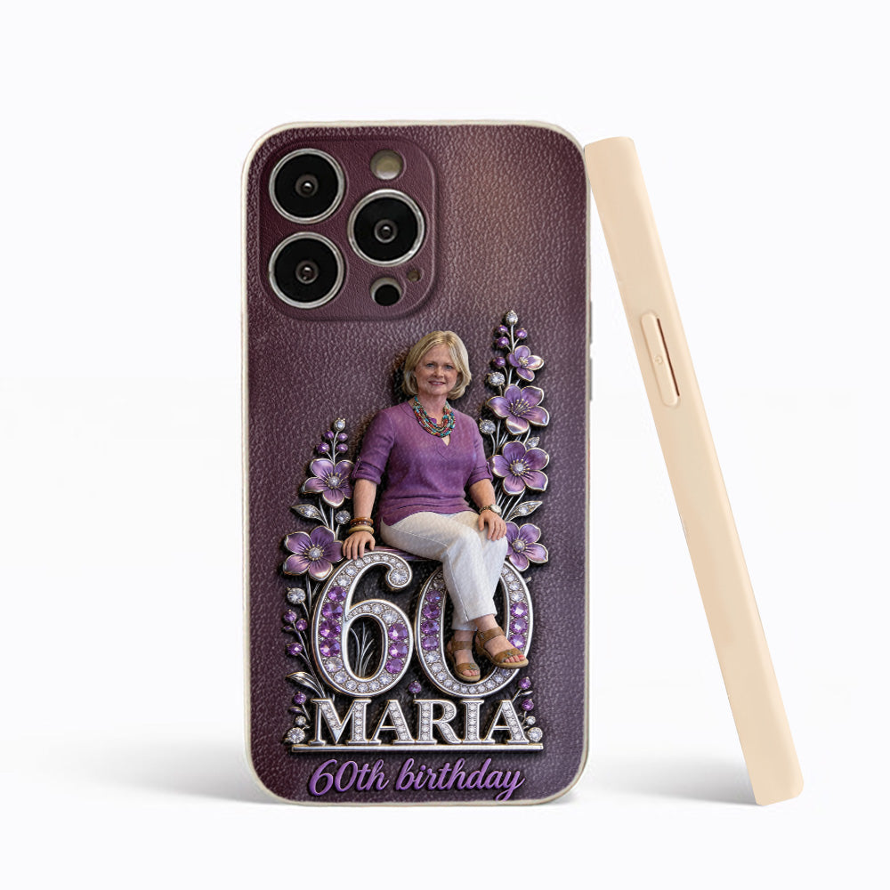 Custom Any Photo Perfect Gift For Mom, Grandma - Personalized Birthday 3D Embossed Leather Phone Case