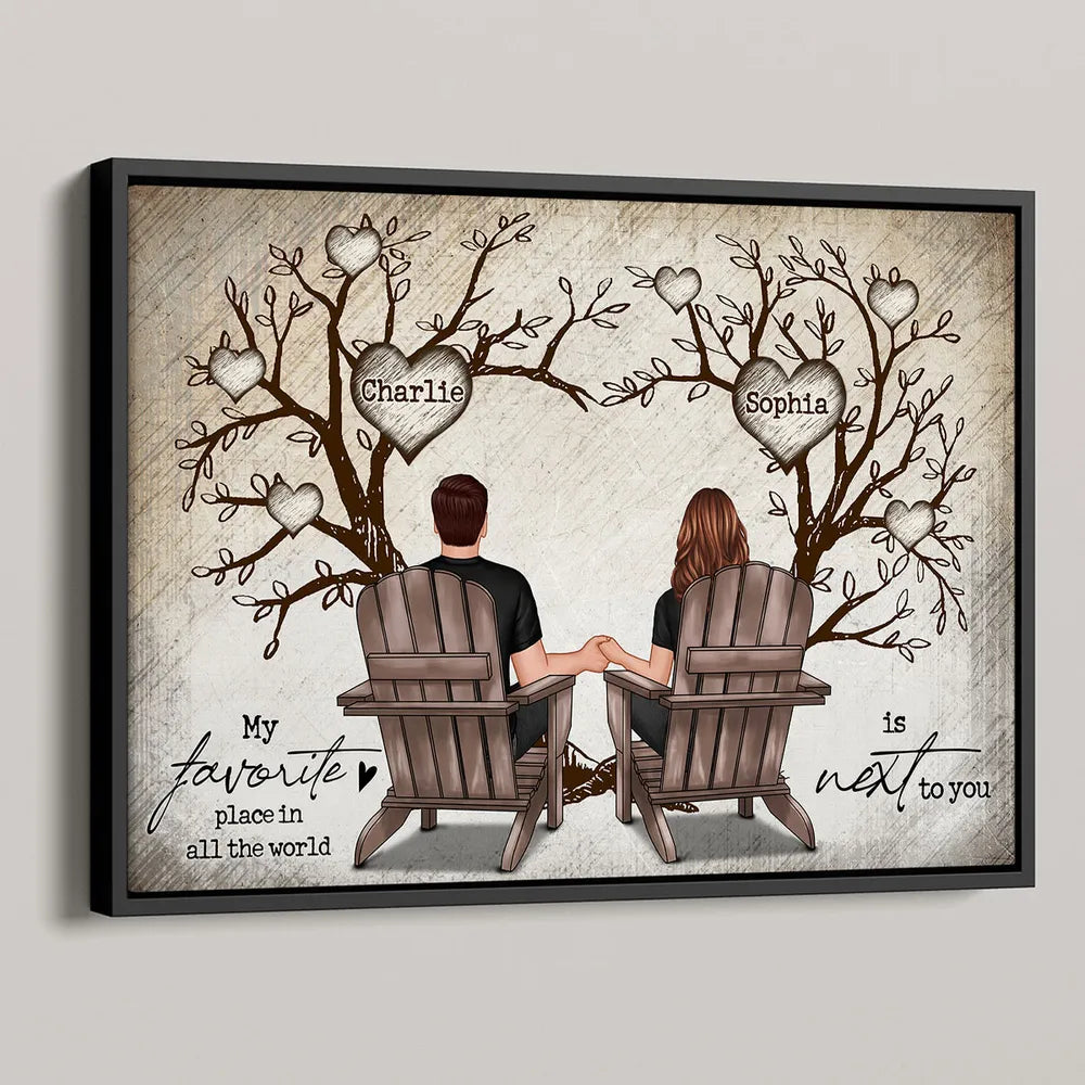 Personalized Tree Themed Poster - My Favorite Place Is Next to You - Custom Romantic Gift for Couples, Anniversary, Valentine’s Day