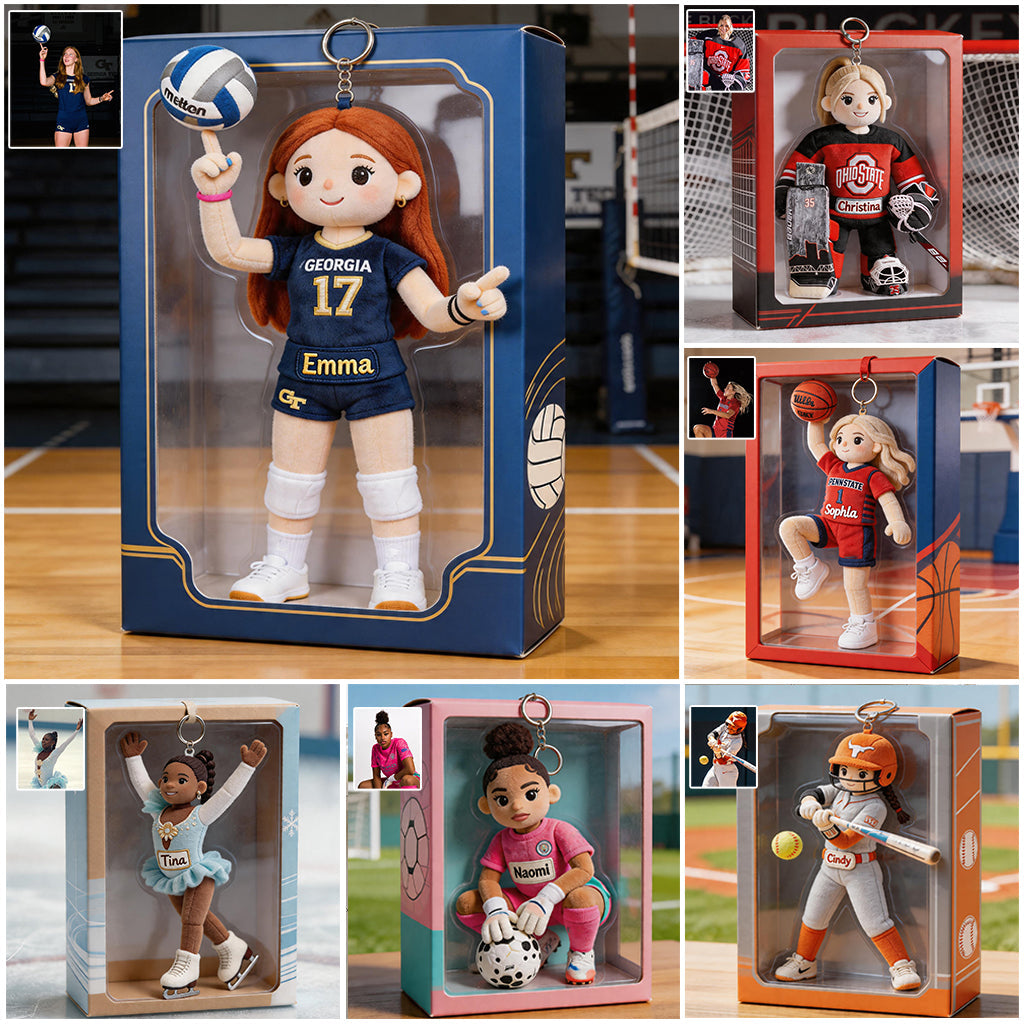 Custom Any Photo, Any Sport - Personalized Volleyball Plush Keychain