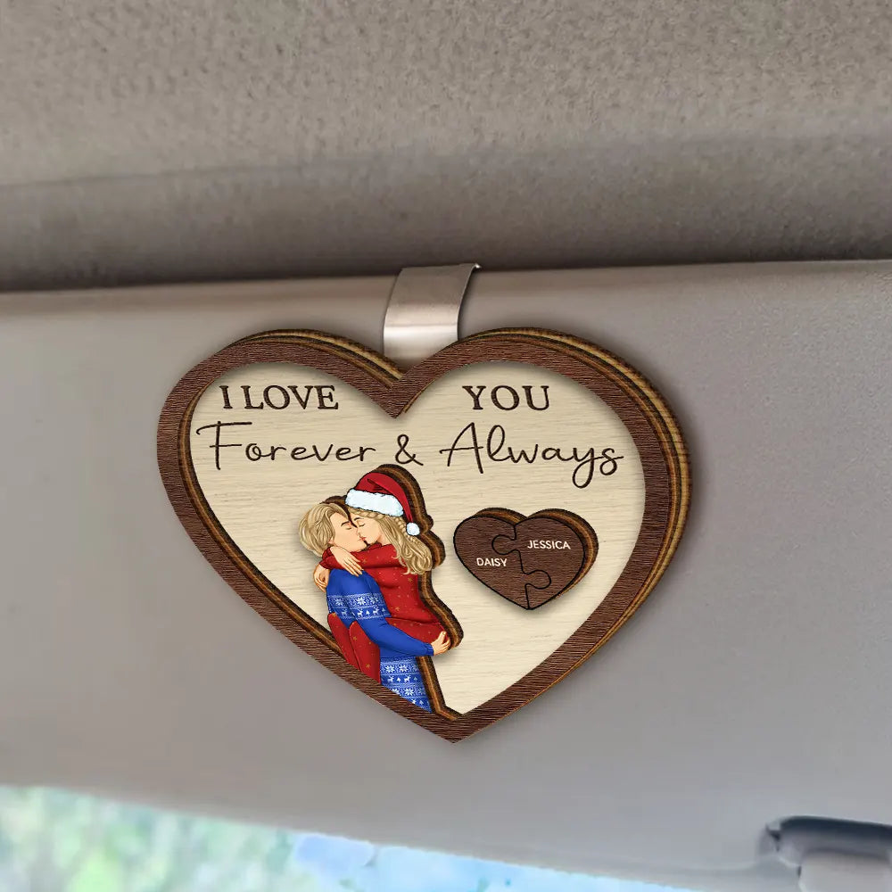 Drive Safe I Love You Kissing Couples Heart - Customizable Car Hanger for Couples with Heartfelt Message – Unique Gift for Valentine's Day