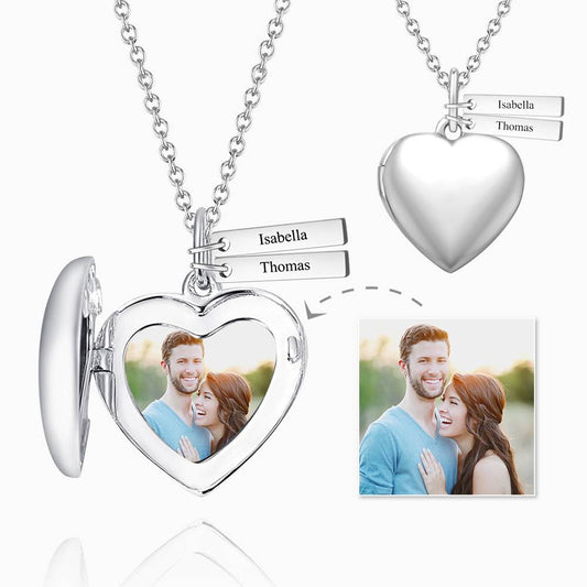Any Photto - Personalized Couple Heart Photo Locket Necklace