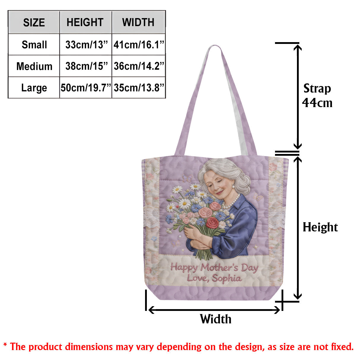 Custom Any Photo - Personalized Mother Quilted Tote Bag