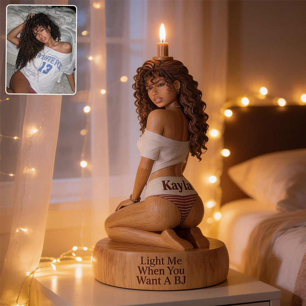 Light Me - Personalized Spicy Couple Custom Shape Wooden Candle Holder