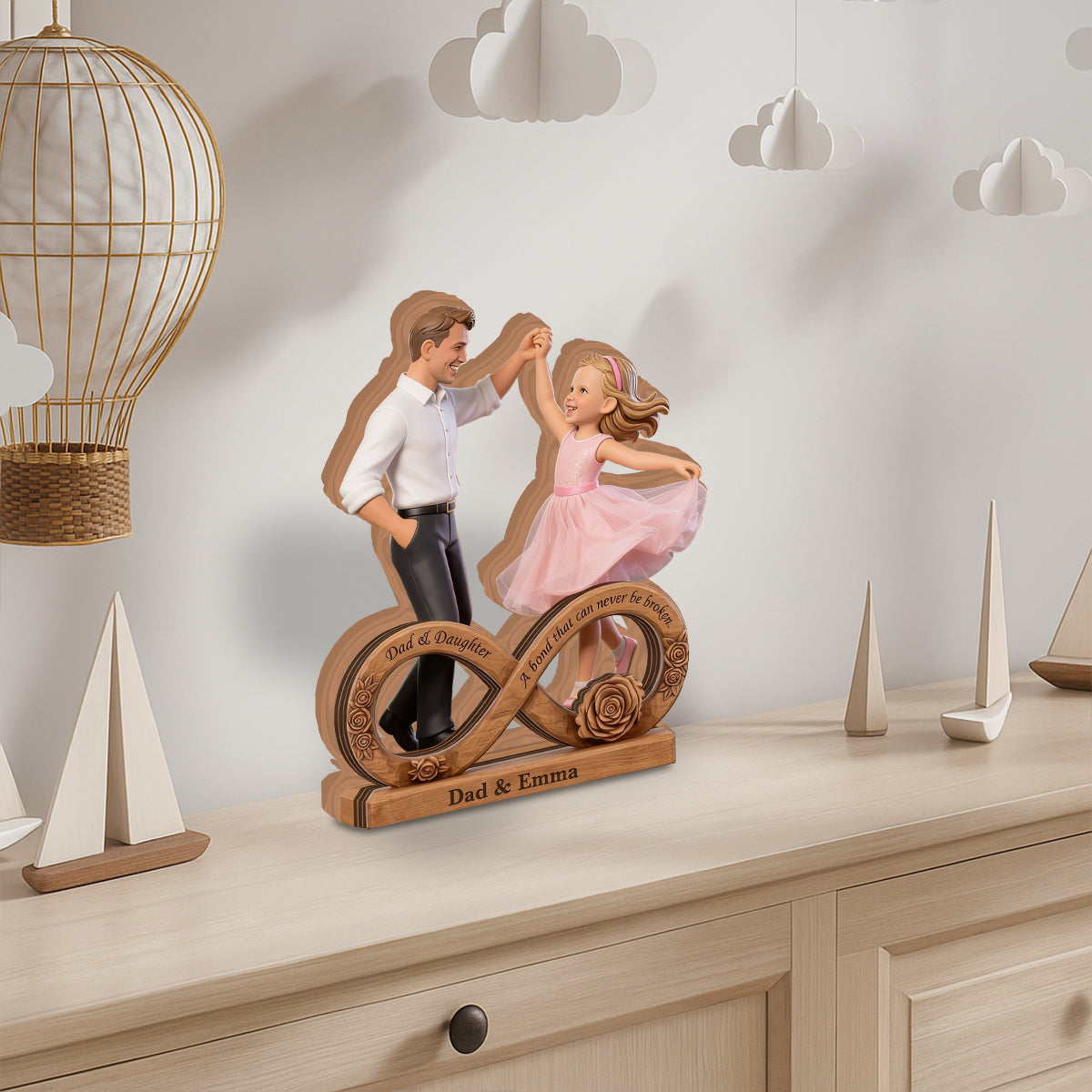 Custom Any Photo Dad & Daughter - Personalized Father Custom Shaped Wood Plaque