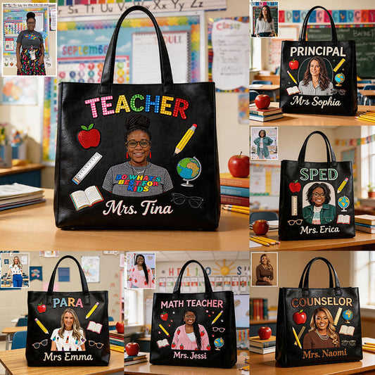 Custom Any Photo Love My Job - Personalized Teacher Tote Bag