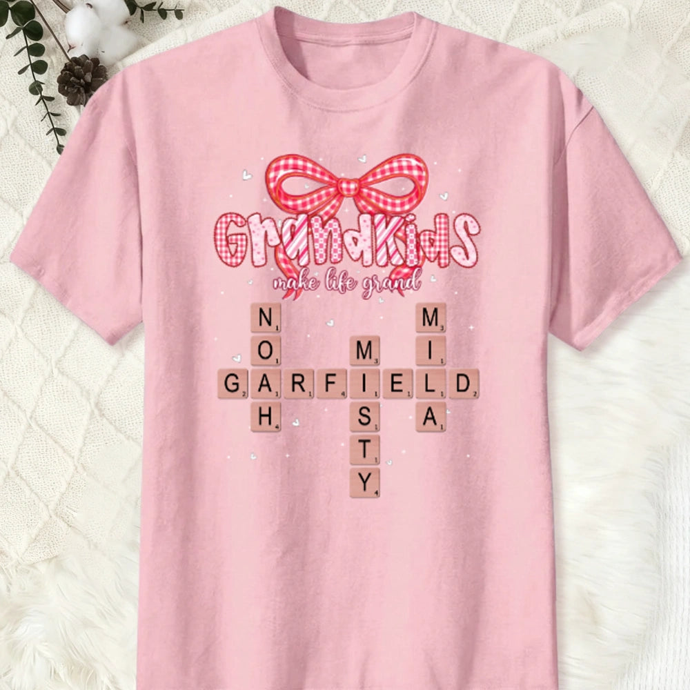 Classic Tee Grandkids Make Life Grand Sweet Heartwarming Gift For Grandma A Personalized Shirt That Shows Off Grandkid Love