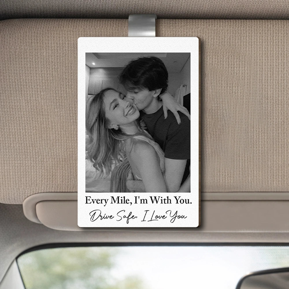 Personalized Wooden Car Visor Clip With Photo, Couple Kiss Design, Sweet Drive Companion, Unique Gift For Boyfriend Girlfriend