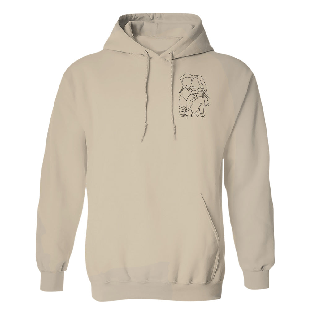 Custom Line Art - Personalized Aunt Embroidered Hoodie
