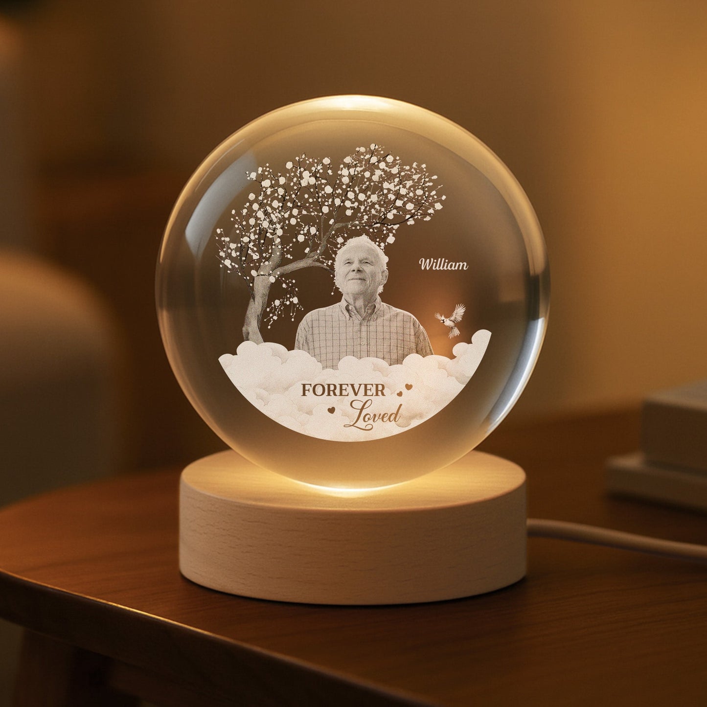 Memorial Photo Globe Lamp – “I’m Always With You” Personalized Keepsake Night Light
