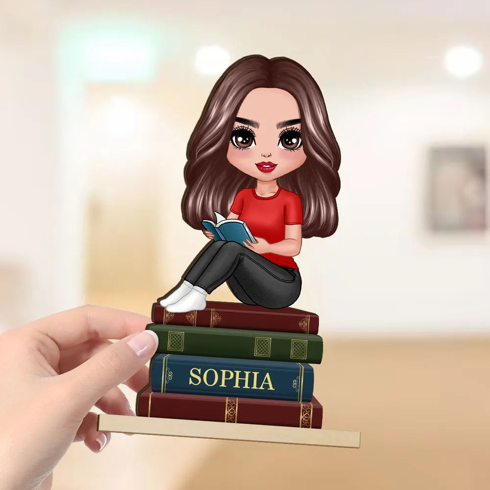 Acrylic Ornament with Girl Reading, Book Lover Gift