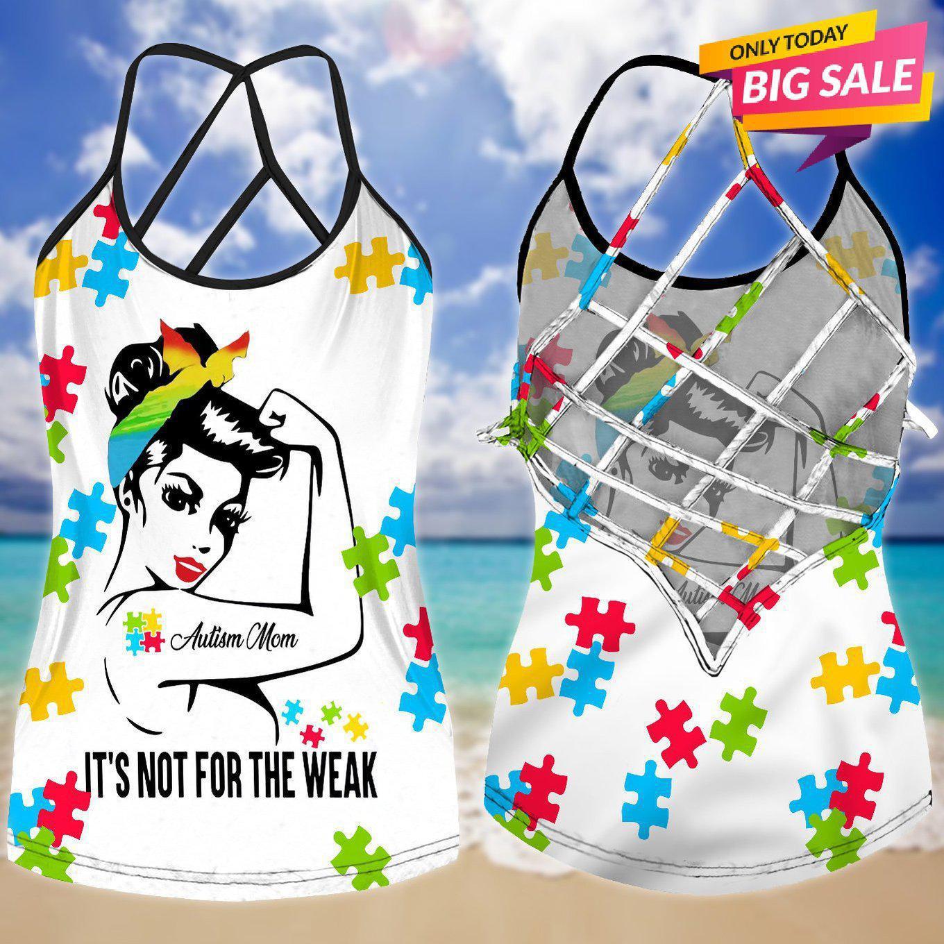 Autism Love - Autism Awareness Cross Tank Top 0921