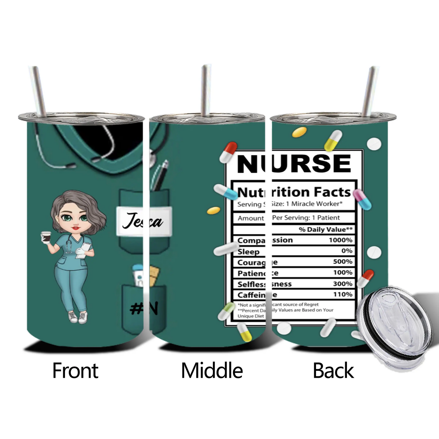 Personalized Nurse Nutrition Facts Cup, Wallet Card, Pillow,Plaque - Perfect Gift for Healthcare Heroes