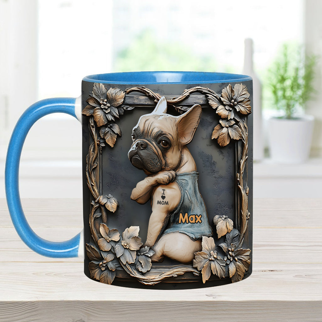 I love Mom - Personalized Dog Accent Mug