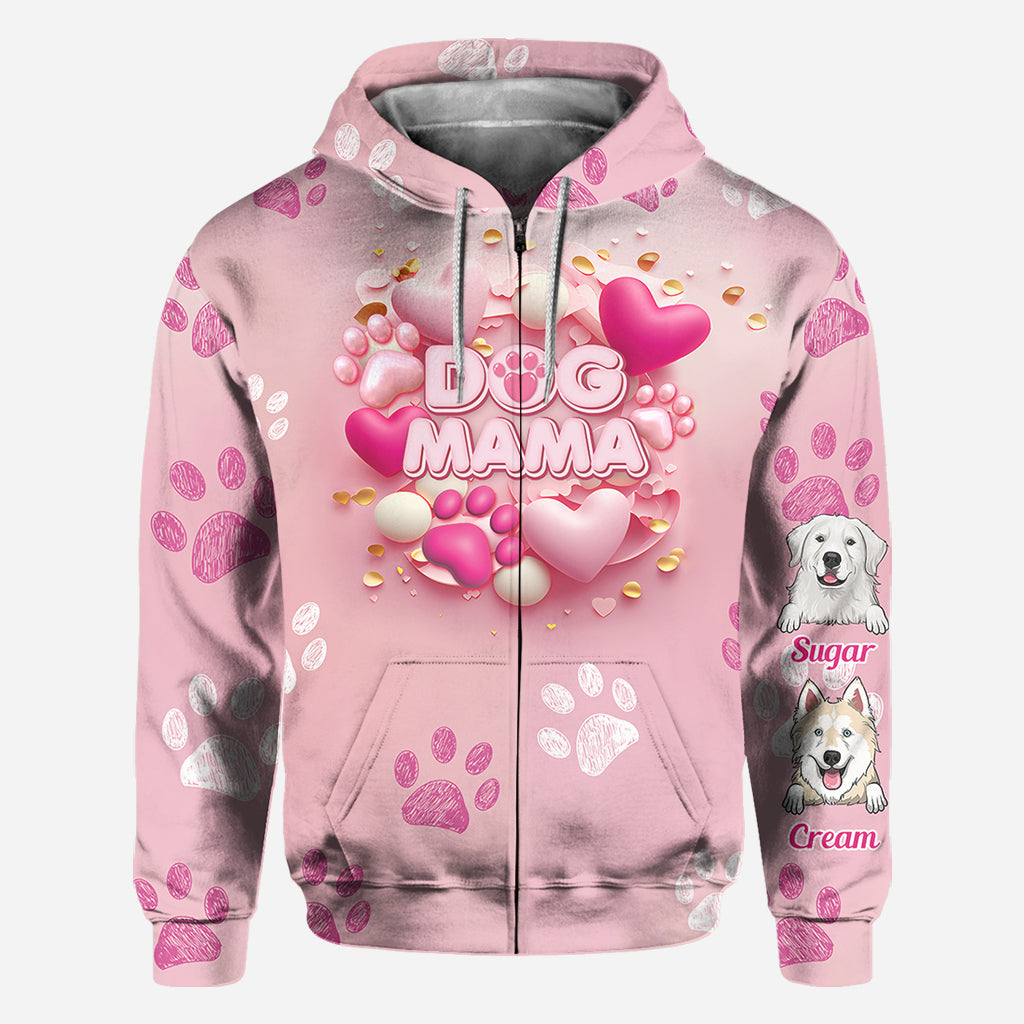 Dog Cat Mama Fur Mom 3D Pink Heart - Personalized Dog All Over Shirt