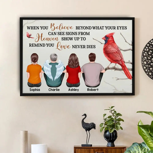 Memorial Poster with Cardinal Theme, High Clarity, Thoughtful Gift for Loved One Remembrance
