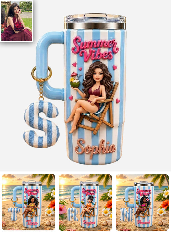 Beach Lovin' Girl - Personalized Sea Lover Tumbler With Plush Charm