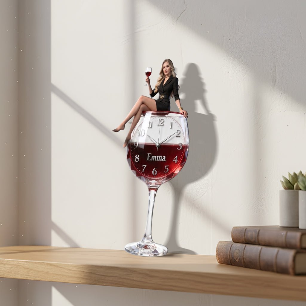 Custom Any Photo Drinking Hour - Personalized Wine Acrylic Wall Clock