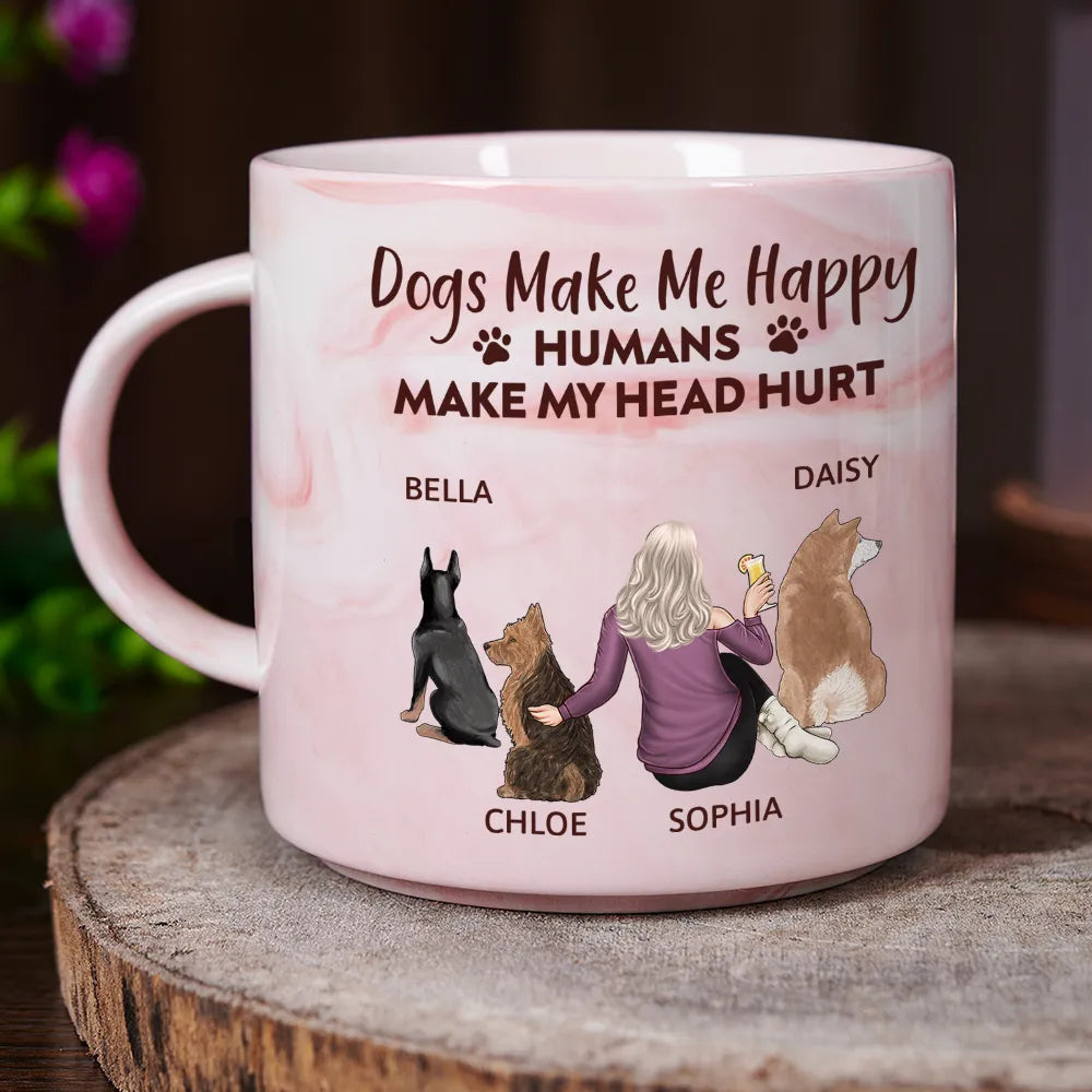 Personalized Marble Cup, Girl Sitting with Dog & Wine, Unbreakable Bond Quote – Pet Mom Gift