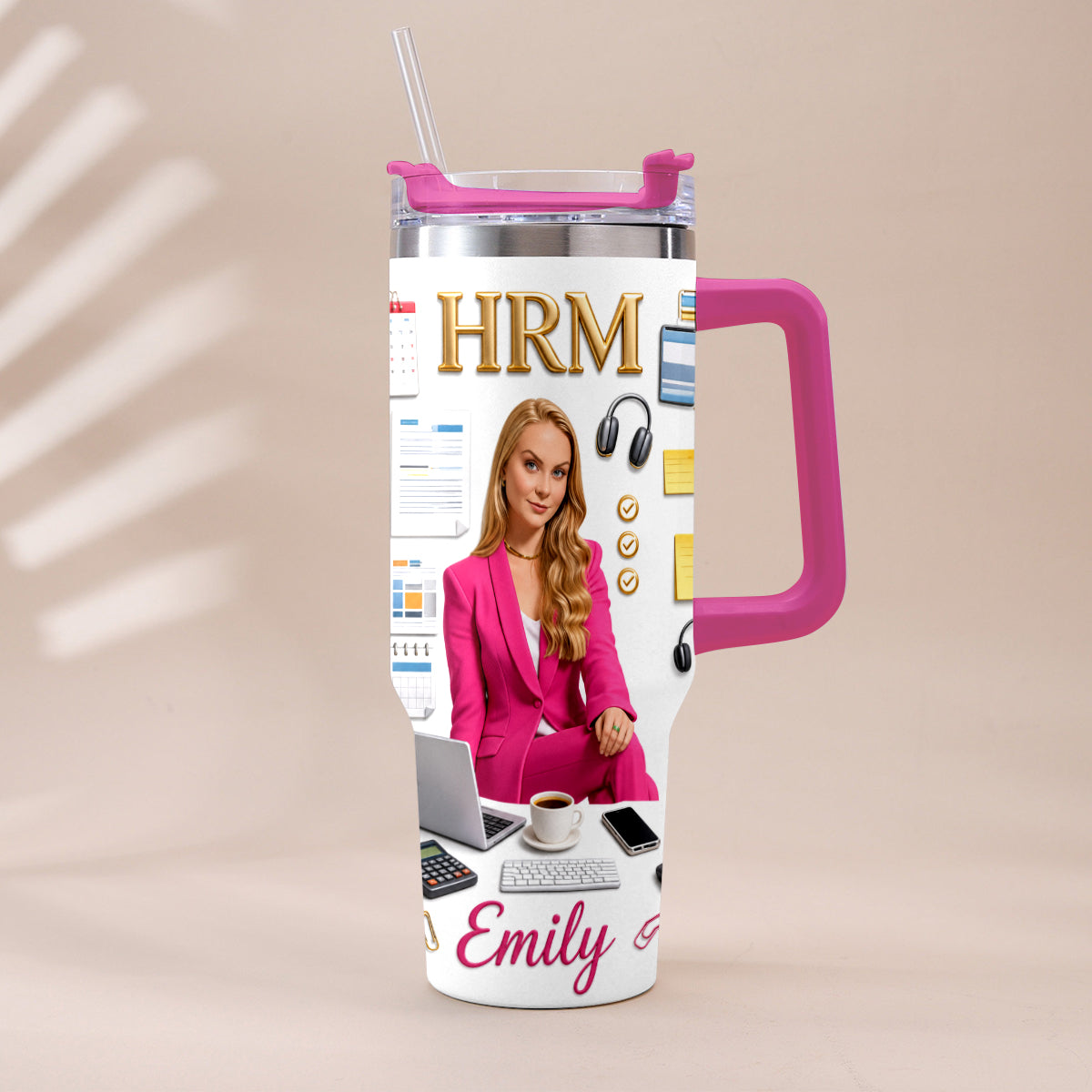 Custom Any Photo Office Staff Gift - Personalized Colleague Tumbler With Plush Charm