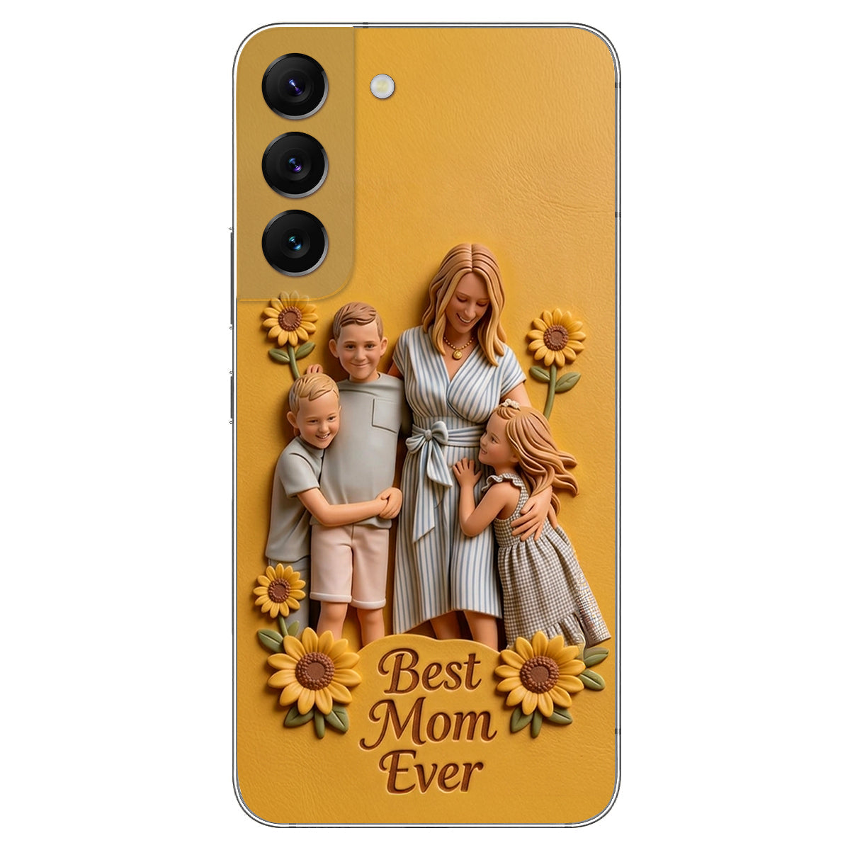 Best Mom Ever - Personalized Mother 3D Embossed Leather Phone Case