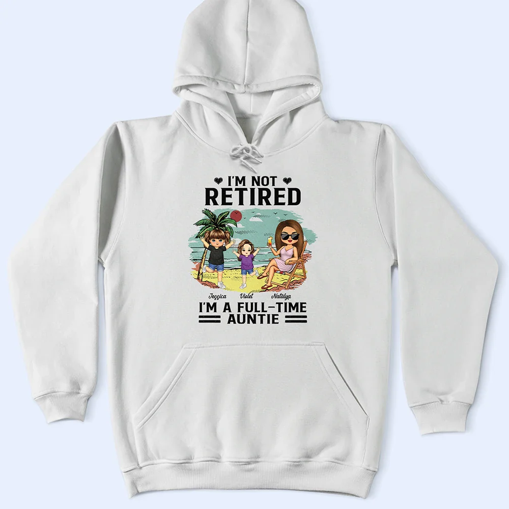 Full-Time Grandma on Vacation Classic Tee – Personalized Family Shirt with Names and Tropical Scene
