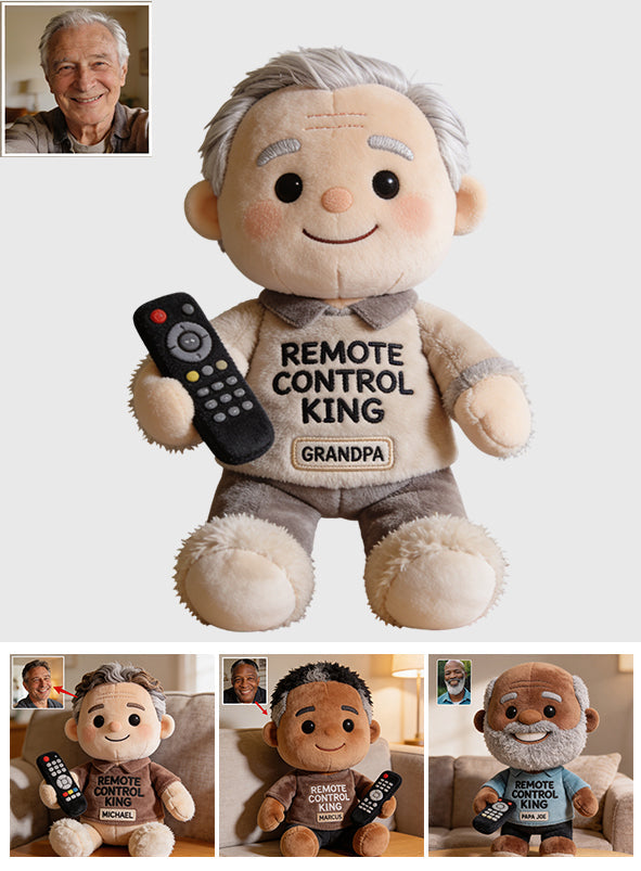 Funny Dad Papa Gift - Remote Control King - Personalized Father Premium Faux Fur Pillow